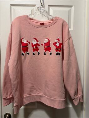 Pink Santa Graphic Women's Holiday Sweatshirt